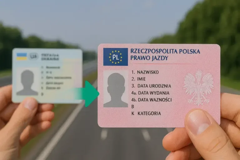 kierowca składa dokumenty do wymiany zagranicznego prawa jazdy w Polsce