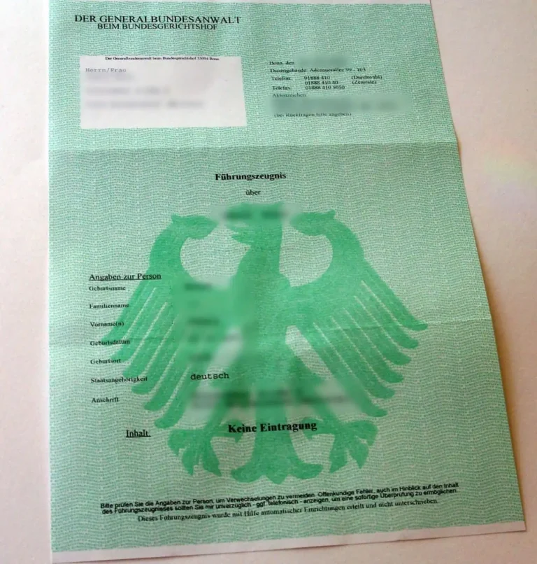 Antrag auf Führungszeugnis in Deutschland