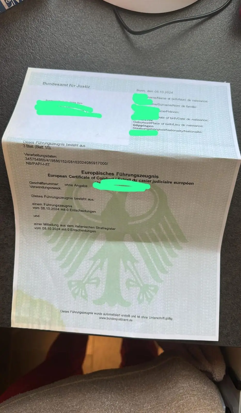 Person beantragt Führungszeugnis online